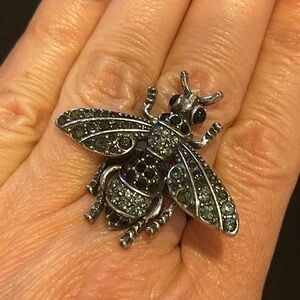 LUCKY BRAND smoke/black rhinestone WASP ring